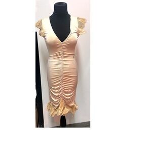 Authentic Roberto Cavalli cream dress with sheer ruffles , Size: IT 38
